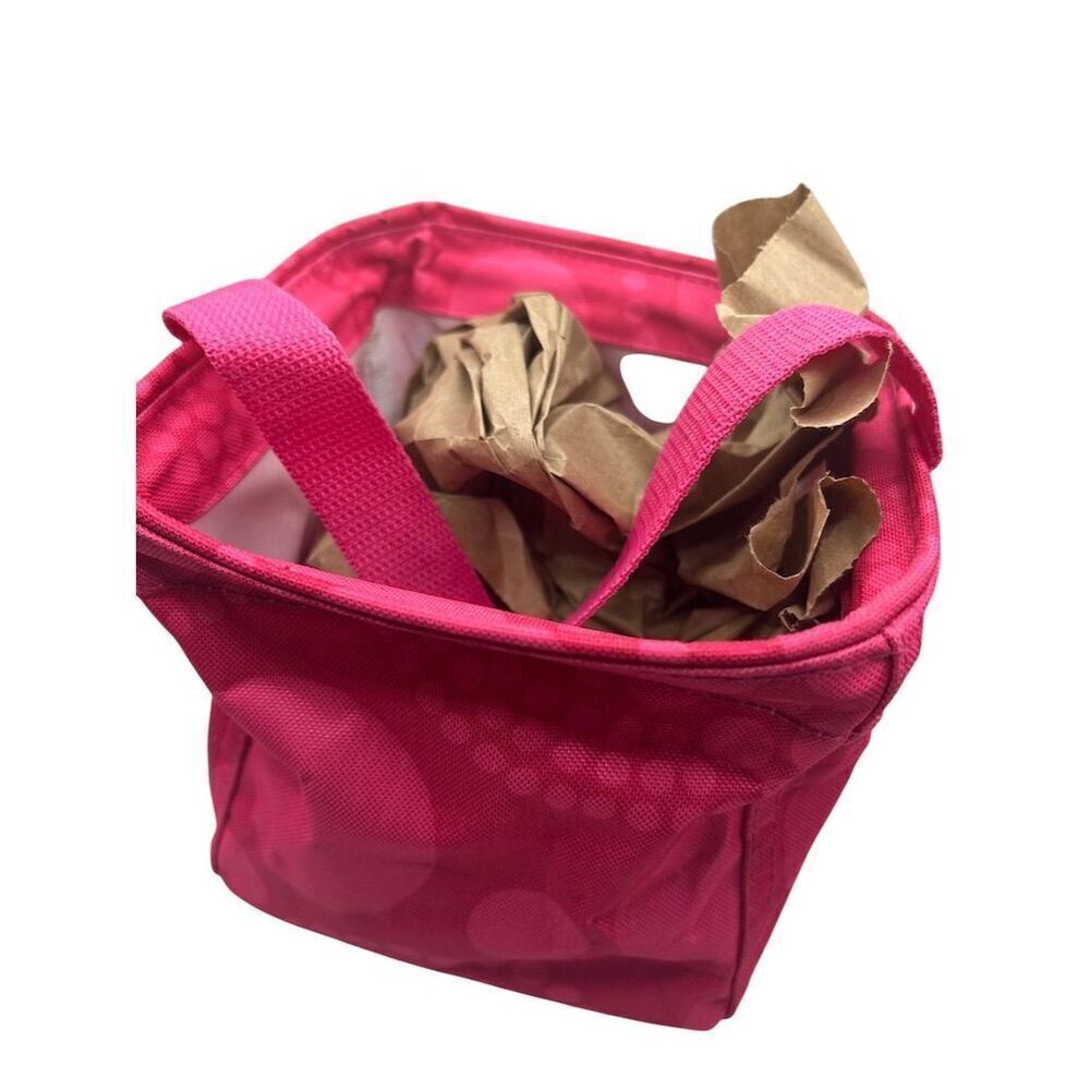 Thirty-One Hot Pink Polka Dot Tote Bag Unisex with Mesh Pocket - Picture 2 of 3